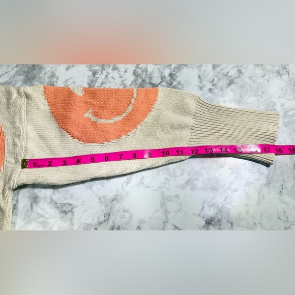 By Together Cream and Orange Smiley Face Sweater - Picture 5 of 9
